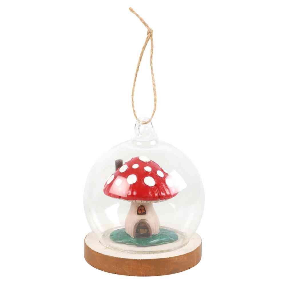 Something Different - Mushroom House Glass Dome Hanging Decoration Kerstbal - Multicolours